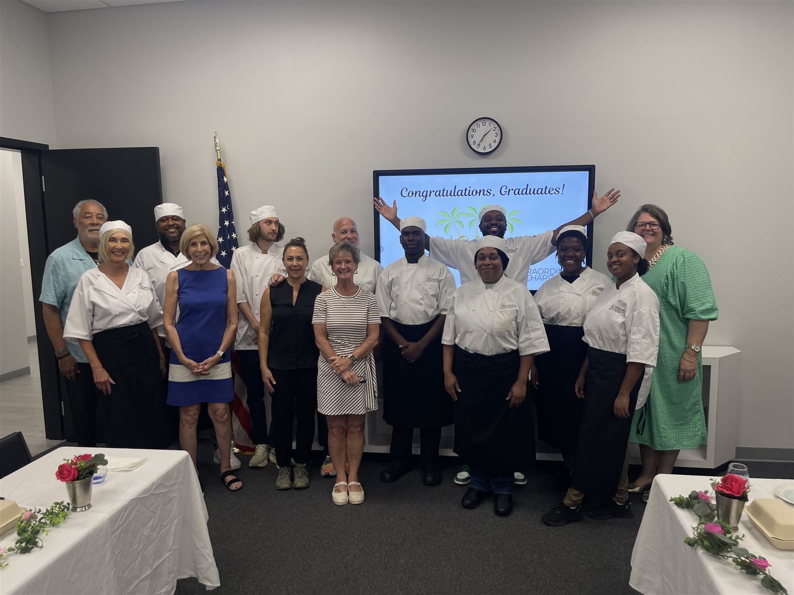 WPBCAT Culinary Workforce Development graduates with WPBCAT and Extraordinary Charities staff at their July 2026 graduation in West Palm Beach